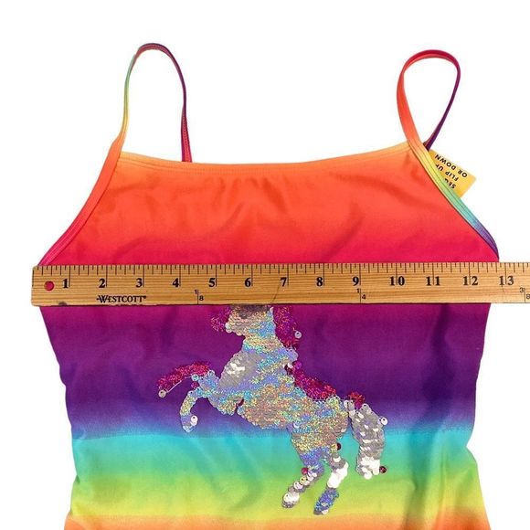 Girls tie dye unicorn full piece swimsuit 14/16 rainbow one piece - Picture 6 of 8